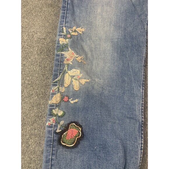 Desigual Womens Cotton Blend Embroidered Jeans Size 32x32 Multicolor - Picture 2 of 11